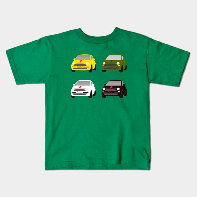 4 Fiats Kids T-Shirt by CreativePhil